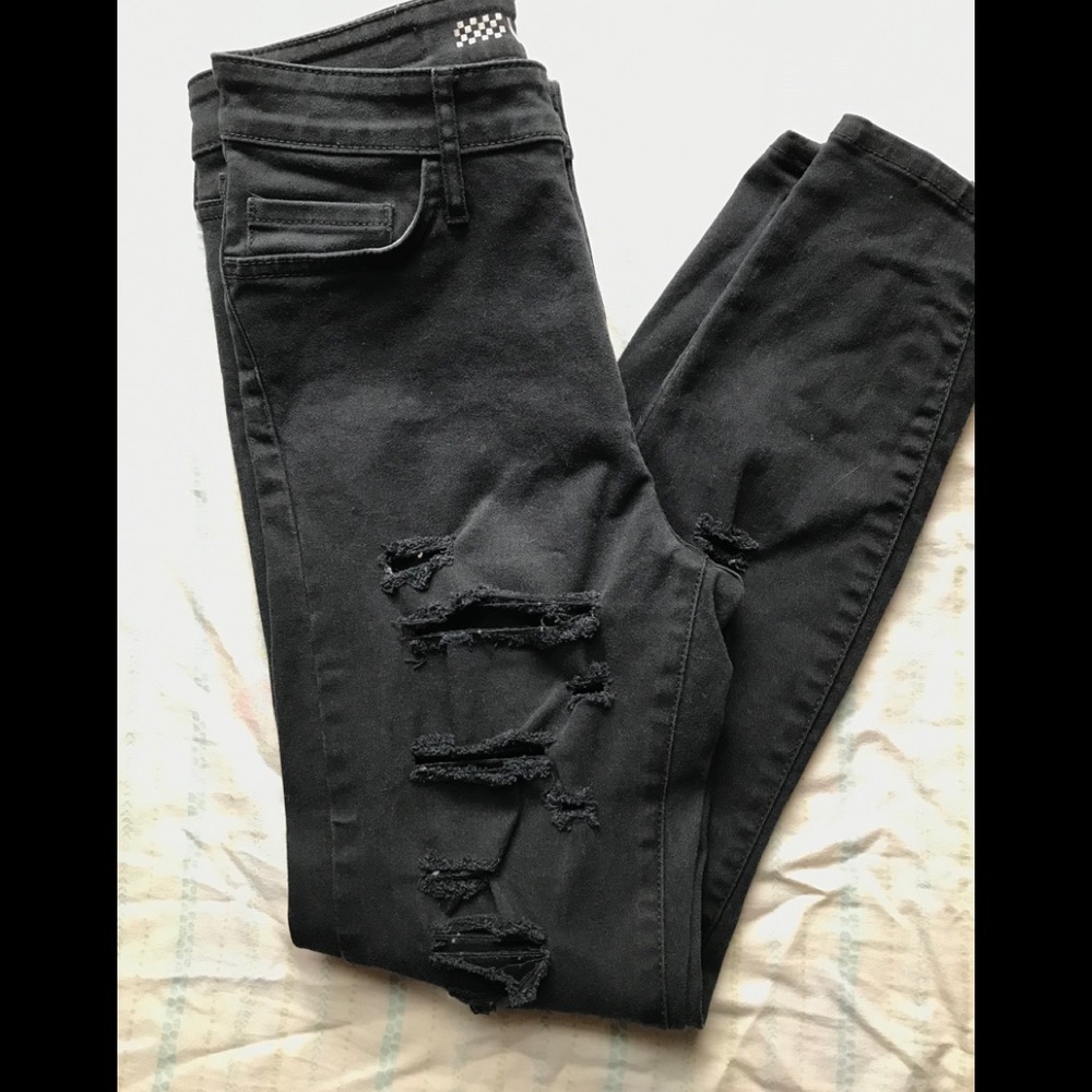 Vans black ripped denim